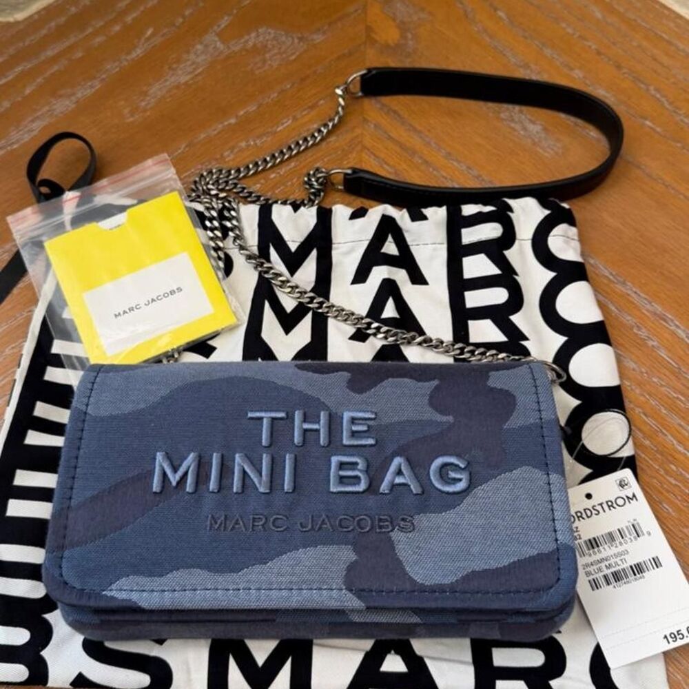 NWT Marc Jacobs - The Mini Bag Jacquard Chain Crossbody Blue Camo